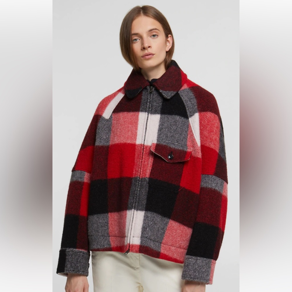 Woolrich Wool Buffalo Jacket in Cream Red Buffalo